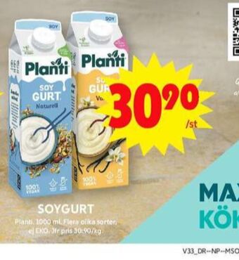 ICA Maxi Soygurt yoghurt alternativ erbjuda