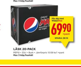 Willys Pepsi max läskedryck erbjuda