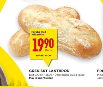 Willys Hemma Dafgårds butiksbakat matbröd erbjuda