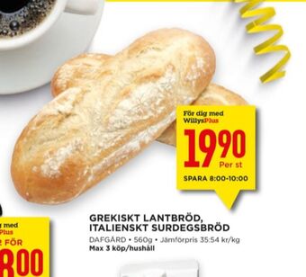 Willys Dafgårds butiksbakat matbröd erbjuda