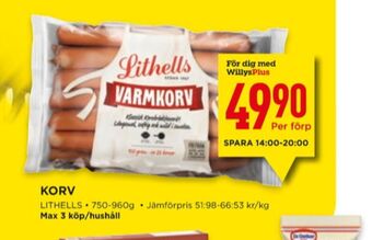 Willys Lithells varmkorv erbjuda