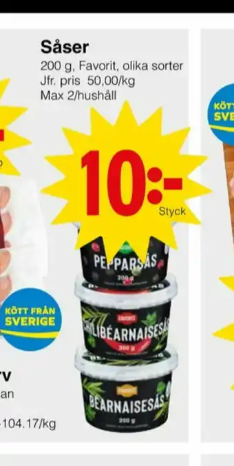 Matöppet Favorit Såser kyld erbjuda