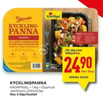 Willys Kronfågel Kycklingpanna 1.1kg erbjuda