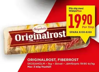 Willys Skogaholm Originalrost, Fiberrost 1kg erbjuda
