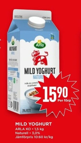 Willys Arla Ko Mild Yoghurt 1,5kg erbjuda