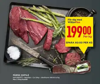 Willys Naturkött Färsk Oxfilé 1.6kg erbjuda