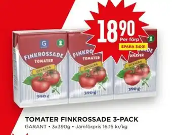 Willys Garant Tomater Finkrossade 3-pack 390g erbjuda