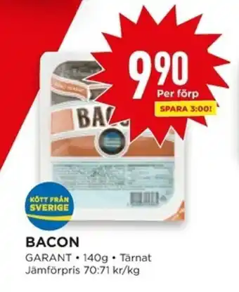 Willys Garant Bacon 140g erbjuda