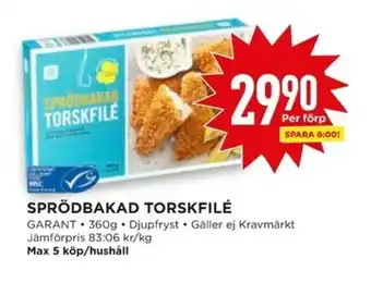 Willys Garant Sprödbakad torskfilé 360g erbjuda
