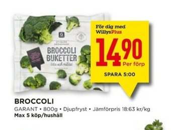 Willys Garant Broccoli 800g erbjuda