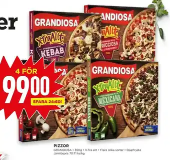 Willys Grandiosa Pizzor 350g erbjuda