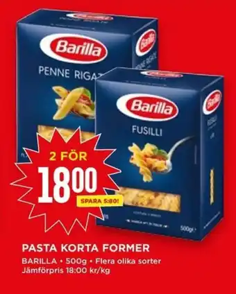 Willys Barilla Pasta Korta Former 500g erbjuda