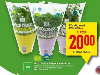 Willys Sverige Ekologiska Färska Kryddor erbjuda