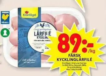 ICA Maxi Kronfågel Färsk Kycklinglårfilé 900-925g erbjuda