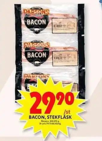 ICA Maxi Parsons Bacon, Stekfläsk 350g erbjuda