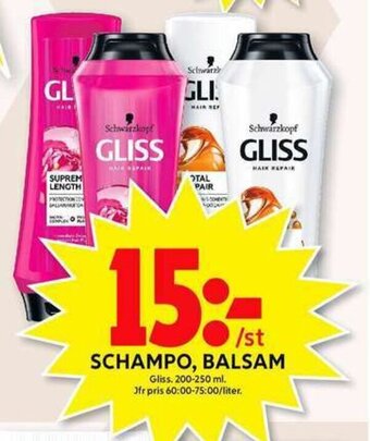 ICA Maxi Gliss Schampo, Balsam 200-250ml erbjuda