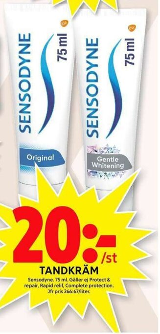 ICA Maxi Sensodyne Tandkräm 75ml erbjuda