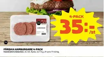 Coop Daglivs Färska hamburgare 4-pack erbjuda