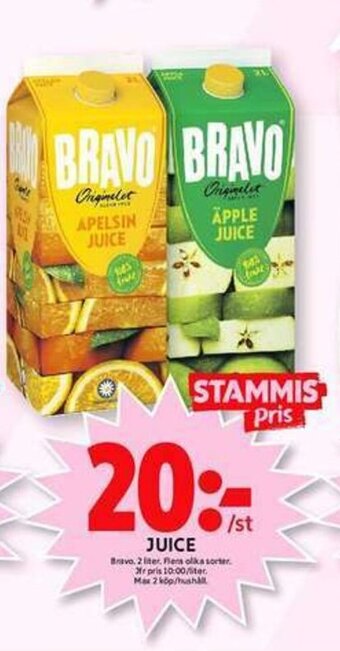 ICA Maxi Bravo Juice 2 liter erbjuda