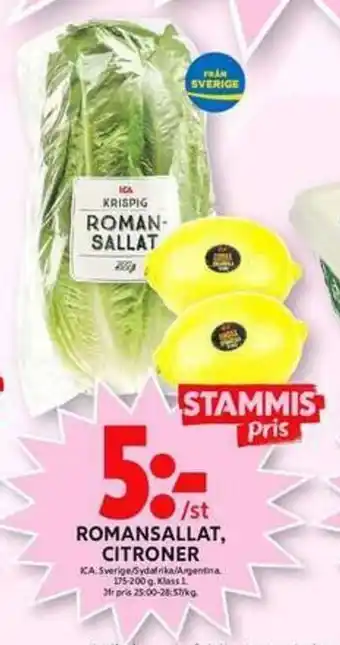 ICA Maxi ICA Romansallat, Citroner 175-200g erbjuda