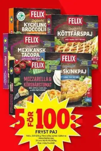 ICA Maxi Felix Fryst Paj 210-220g erbjuda