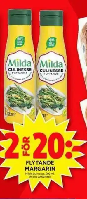 ICA Maxi Milda Flytande Margarin 500ml erbjuda