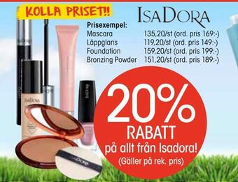 EKO 20% rabatt på allt från isadora erbjuda