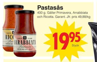 Matöppet Pastasås erbjuda