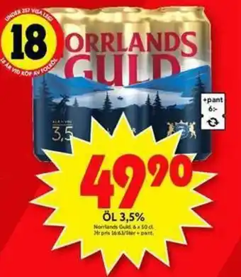 ICA Maxi Norrlands Guld Öl 3,5% 6x50cl erbjuda