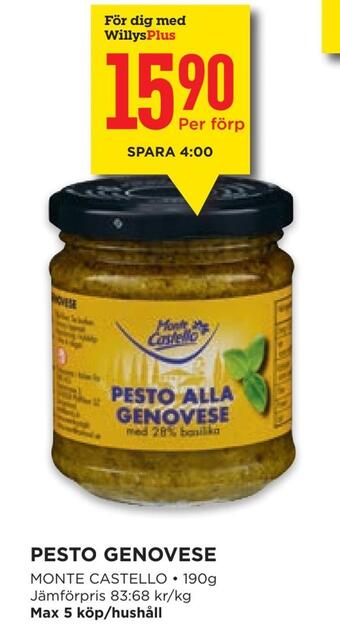Willys Pesto genovese erbjuda