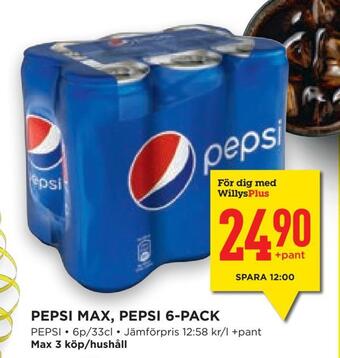 Willys Hemma Pepsi max, pepsi 6-pack erbjuda