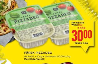 Willys Färsk pizzadeg erbjuda