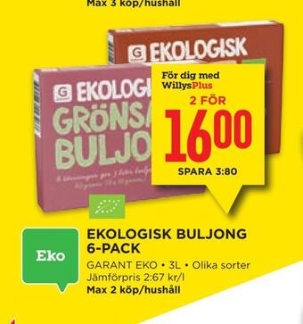 Willys Ekologisk buljong 6-pack erbjuda