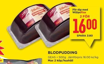 Willys Blodpudding erbjuda
