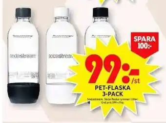 ICA Maxi Sodastream Pet-Flaska 3-pack 1 liter erbjuda