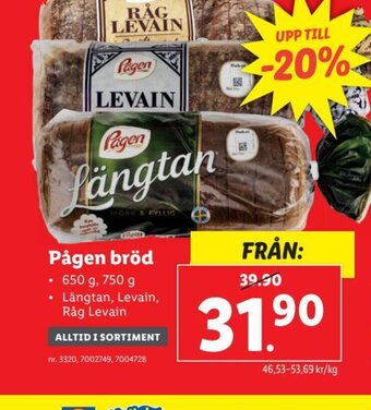 Lidl Pågen bröd erbjuda