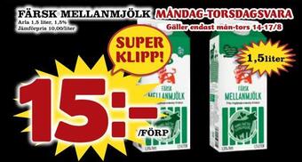 Nya Pulsen Färsk mellanmjölk erbjuda