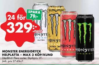 ÖoB Monster energidryck helplatta - max 3 köp/kund erbjuda