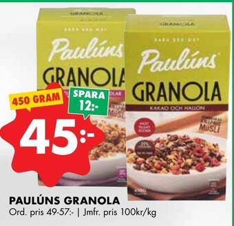 ÖoB Paulúns granola erbjuda
