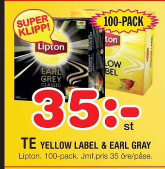 Nya Pulsen Te yellow label & earl gray erbjuda