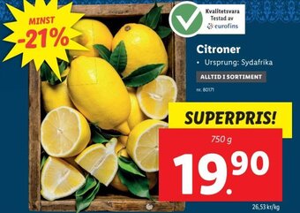 Lidl Citroner erbjuda