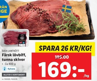 Lidl SVEA LANTKÖTT Färsk lövbiff, tunna skivor erbjuda