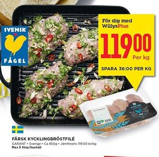 Willys FÄRSK KYCKLINGBRÖSTFILÉ erbjuda