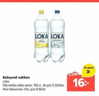 Coop Extra Kolsyrat vatten Loka erbjuda
