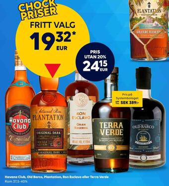 Border Shop Havana club, old barco, plantation, ron esclavo eller terra verde erbjuda