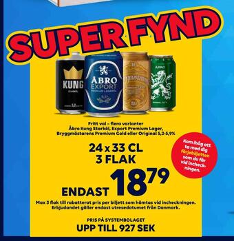 Border Shop Åbro kung starköl, export premium lager, bryggmästarens premium gold eller original 5,2-5,9%. erbjuda