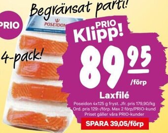 City Gross Laxfilé Poseidon 4x125 g erbjuda