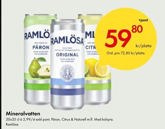 Snabbgross Mineralvatten Ramlösa erbjuda