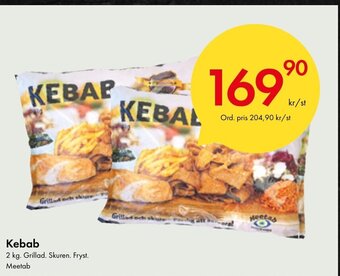 Snabbgross Kebab 2 kg. Grillad. Skuren. Fryst. Meetab erbjuda