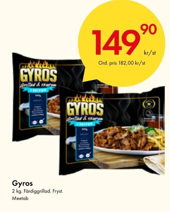 Snabbgross Gyros 2 kg. Färdiggrillad. Fryst. Meetab erbjuda